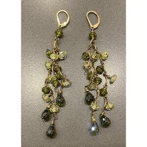Sophie And Chloe Faceted Green Cubic Zirconia Dangle Earrings Gold Filled